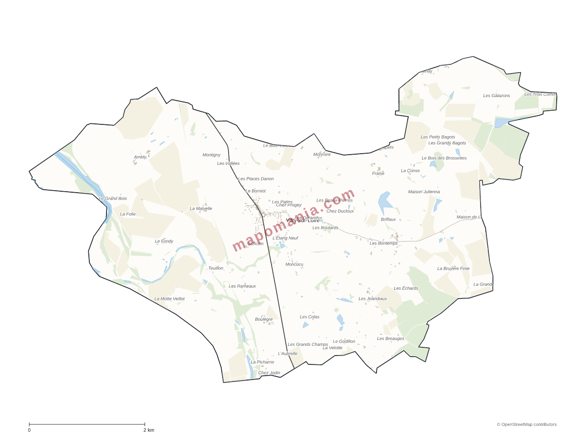 Carte de Vitry-sur-Loire à personnaliser