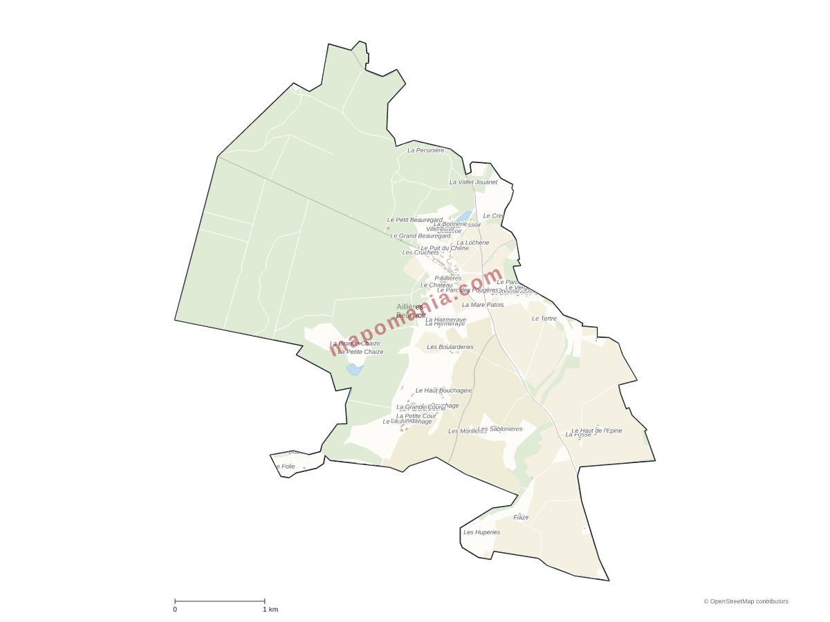 Carte de Aillières-Beauvoir à personnaliser