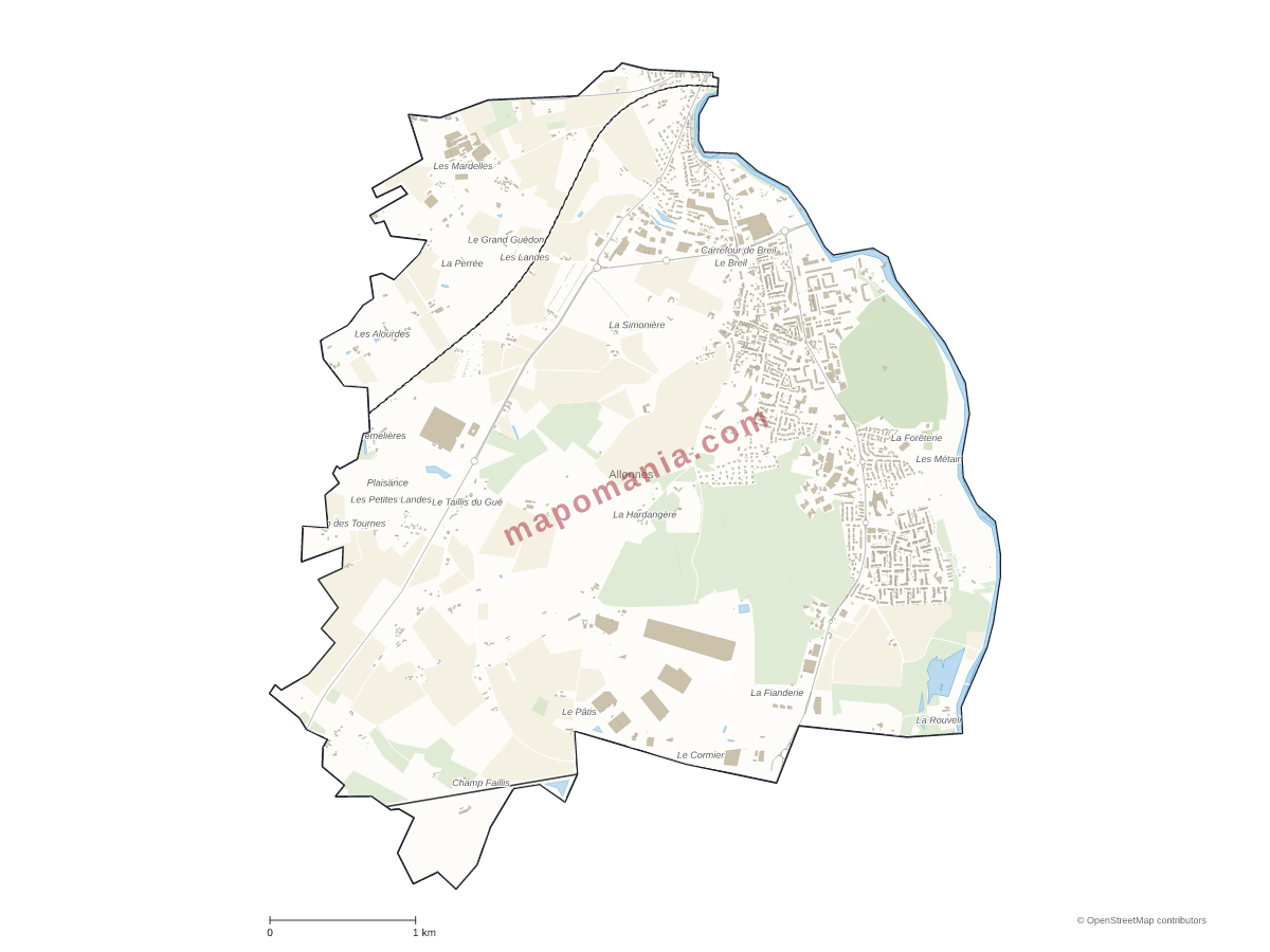Carte de Allonnes à personnaliser