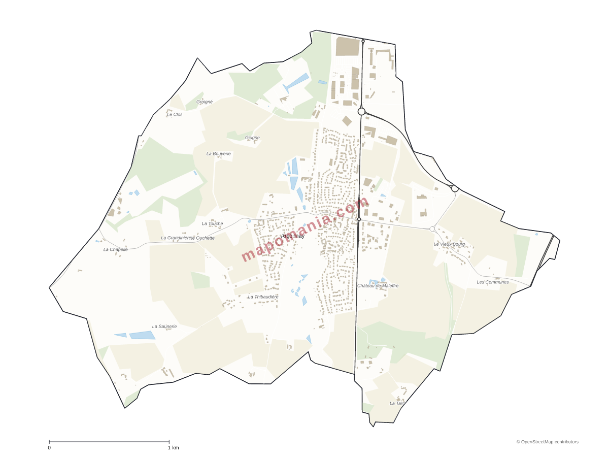 Carte de Arçonnay à personnaliser