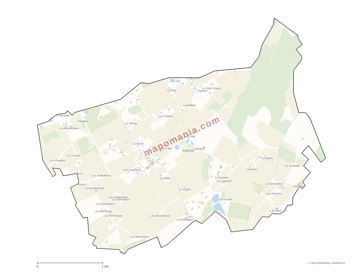 Carte de Arthezé à personnaliser