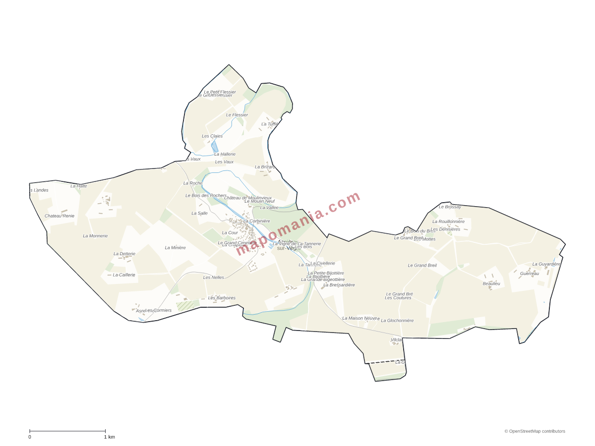 Carte de Asnières-sur-Vègre à personnaliser