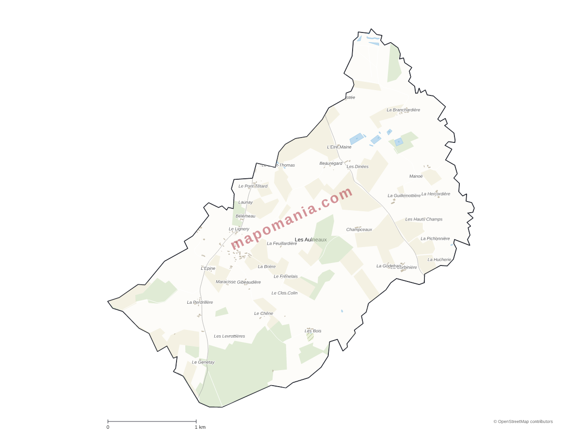 Carte de Les Aulneaux à personnaliser