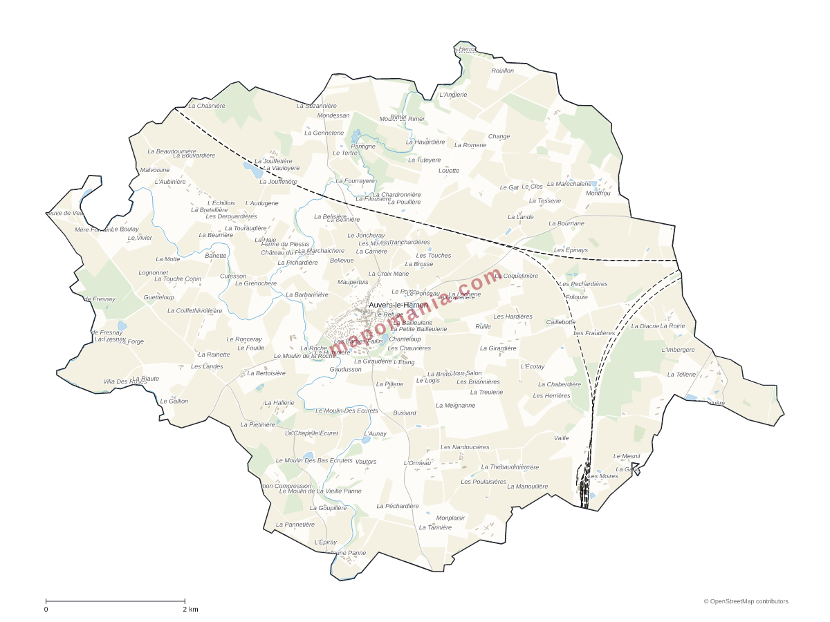 Carte de Auvers-le-Hamon à personnaliser