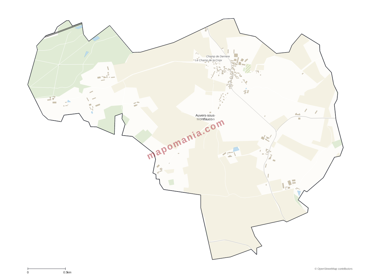 Carte de Auvers-sous-Montfaucon à personnaliser