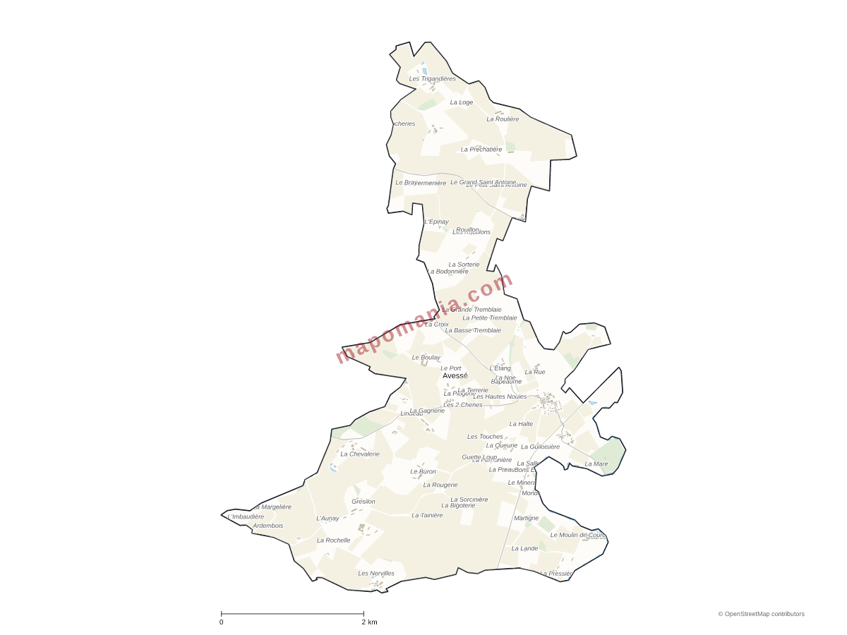 Carte de Avessé à personnaliser