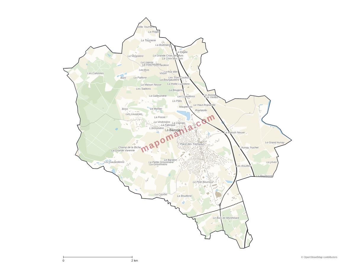 Carte de La Bazoge à personnaliser