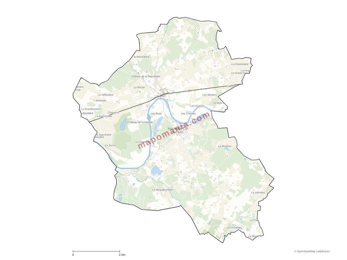 Carte de Bazouges Cré sur Loir à personnaliser