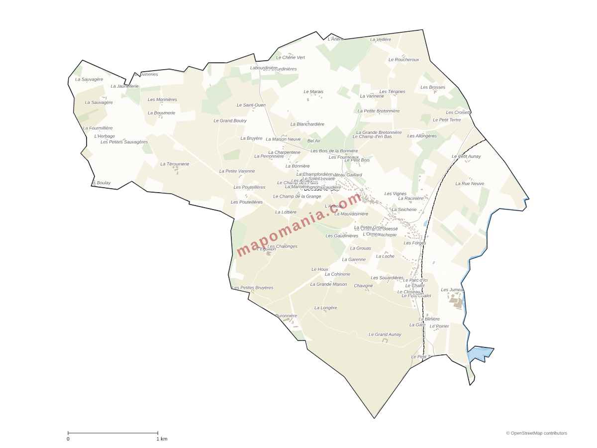 Carte de Boëssé-le-Sec à personnaliser