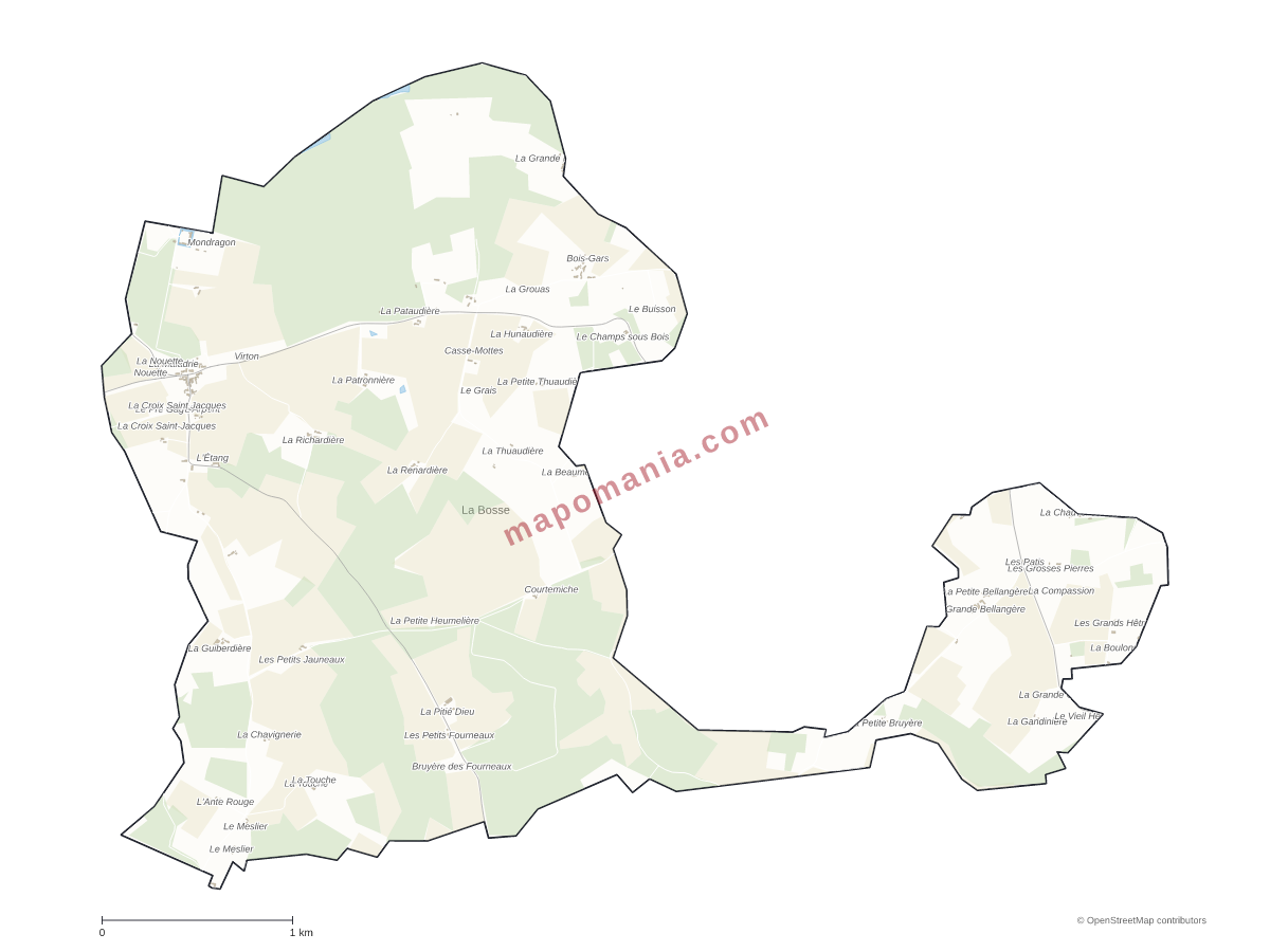 Carte de La Bosse à personnaliser