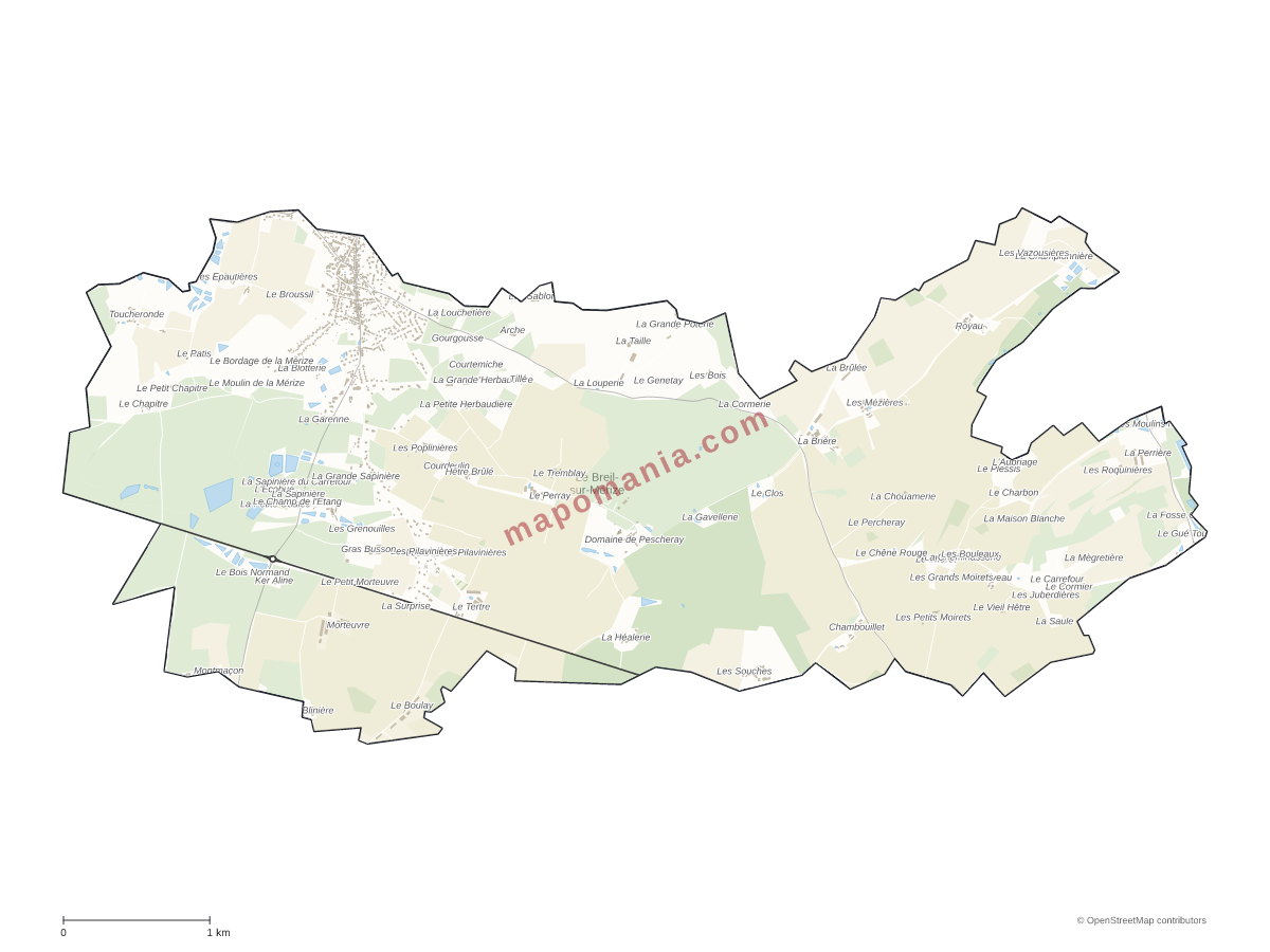 Carte de Le Breil-sur-Mérize à personnaliser