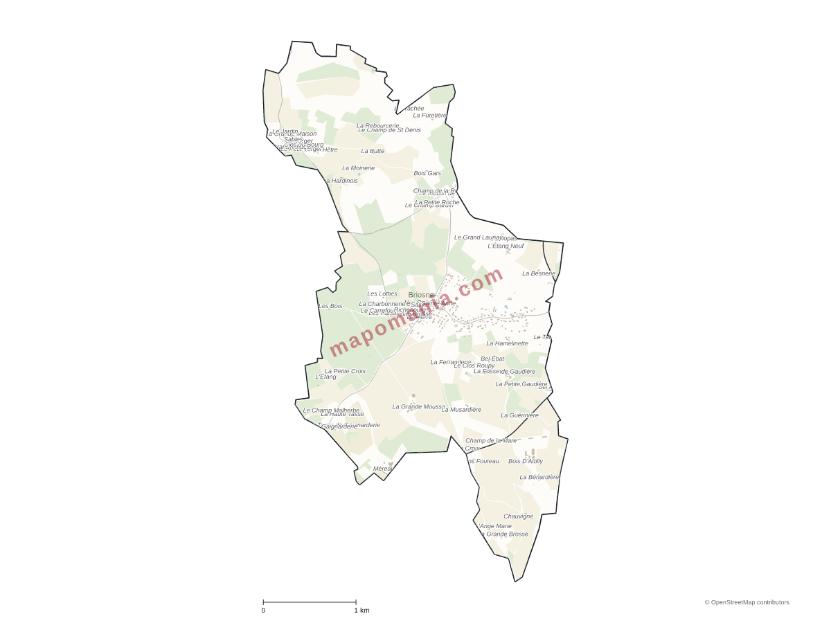 Carte de Briosne-lès-Sables à personnaliser