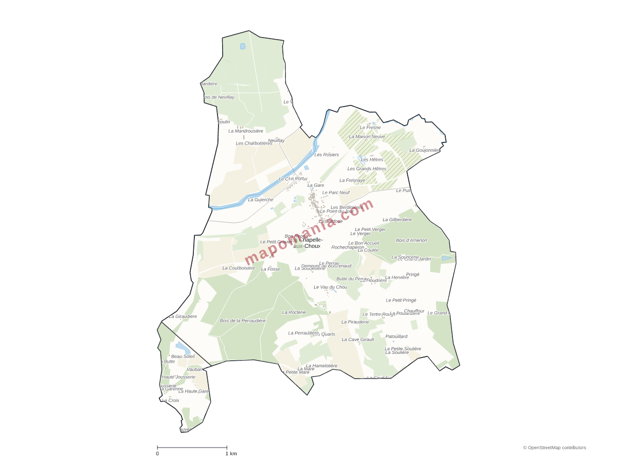 Carte de La Chapelle-aux-Choux à personnaliser