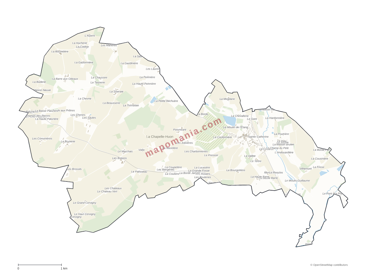 Carte de La Chapelle-Huon à personnaliser