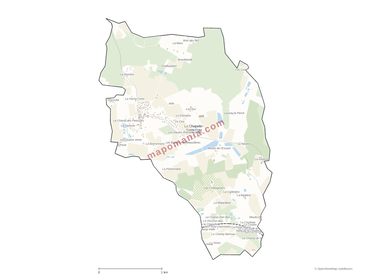 Carte de La Chapelle-Saint-Fray à personnaliser