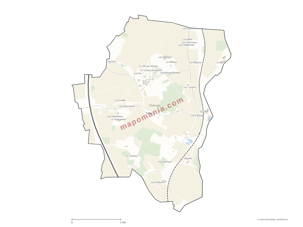 Carte de Chérisay à personnaliser