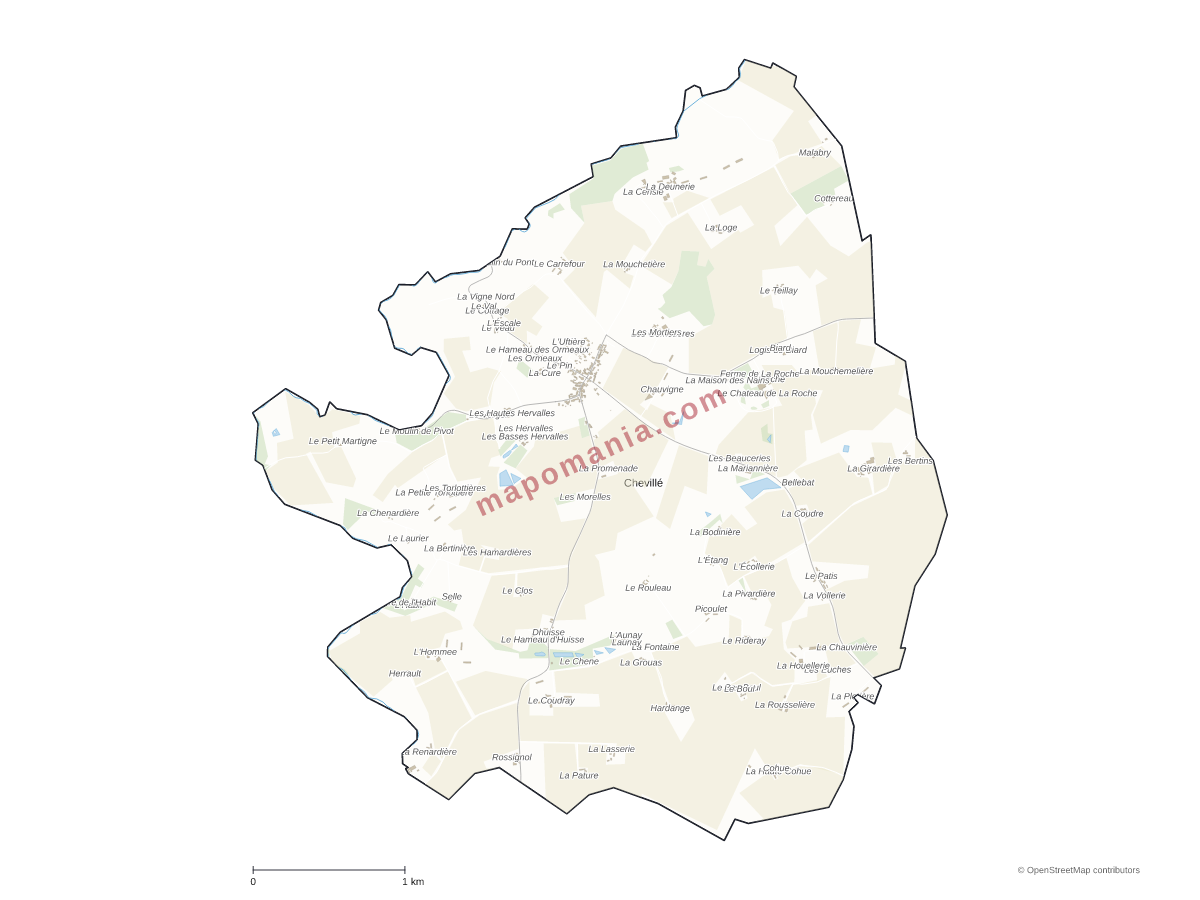Carte de Chevillé à personnaliser