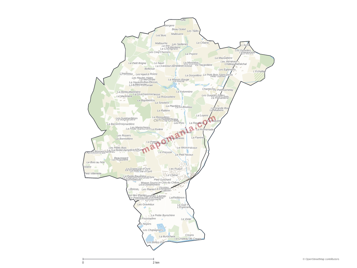 Carte de Clermont-Créans à personnaliser