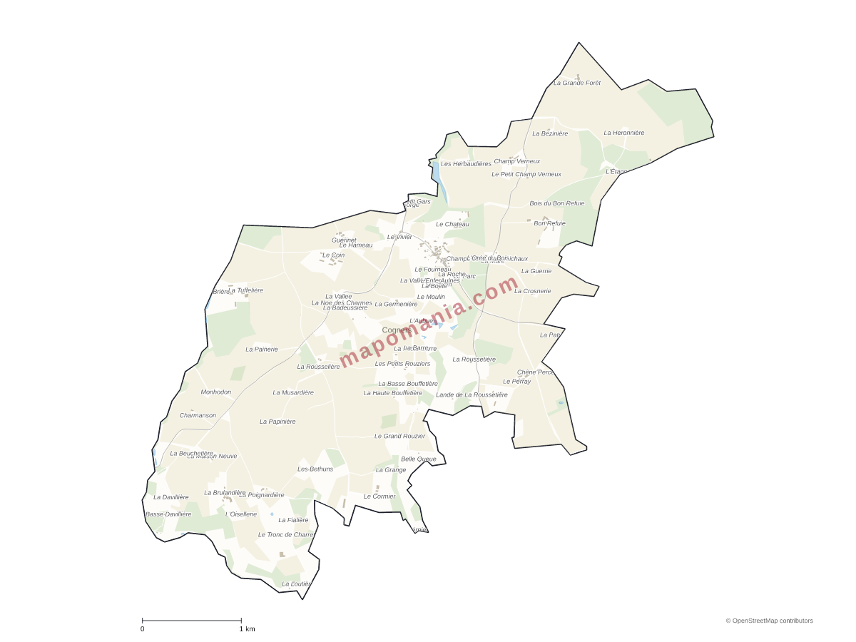 Carte de Cogners à personnaliser