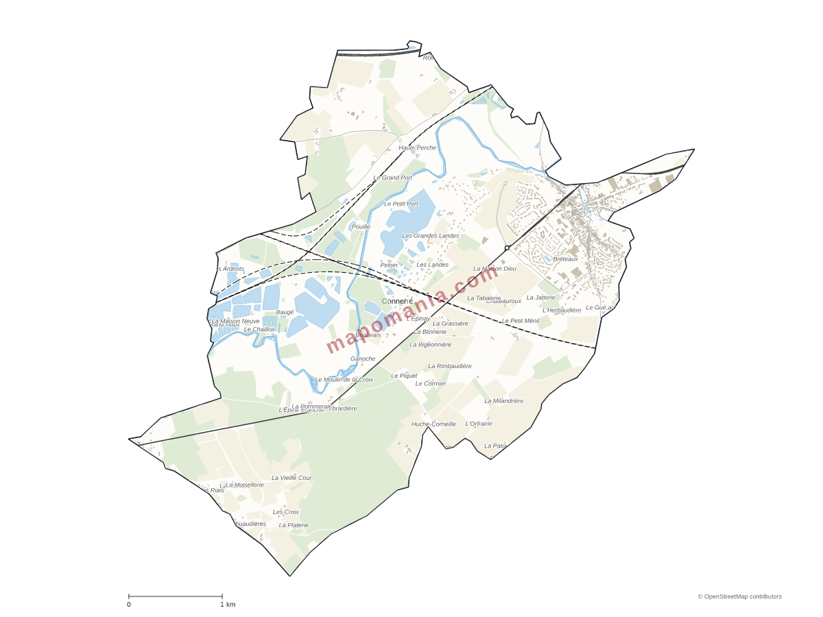 Carte de Connerré à personnaliser