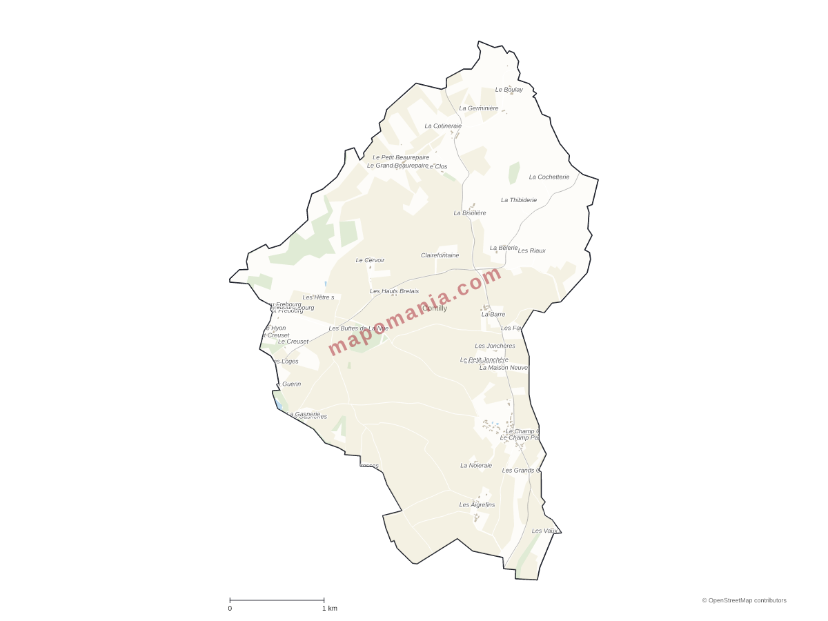 Carte de Contilly à personnaliser