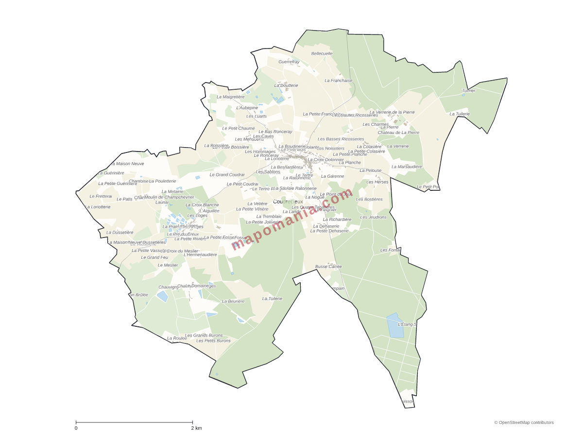 Carte de Coudrecieux à personnaliser
