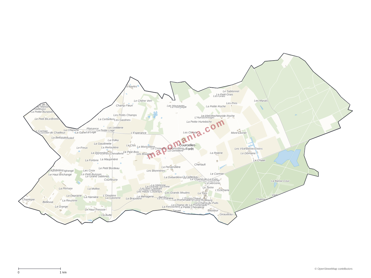 Carte de Courcelles-la-Forêt à personnaliser