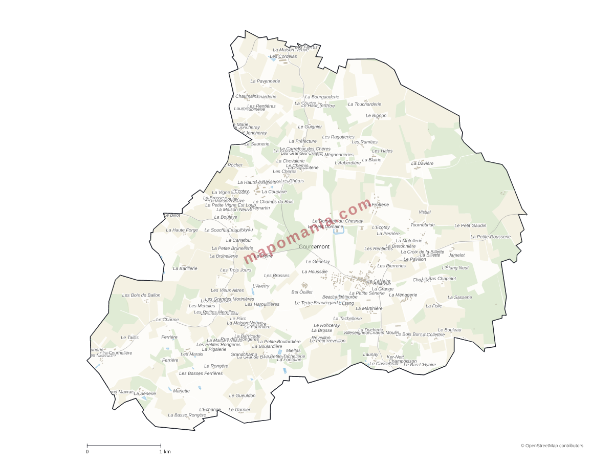 Carte de Courcemont à personnaliser