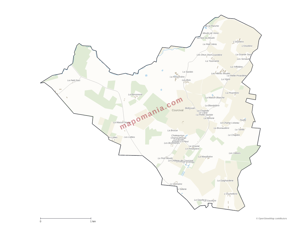 Carte de Courcival à personnaliser