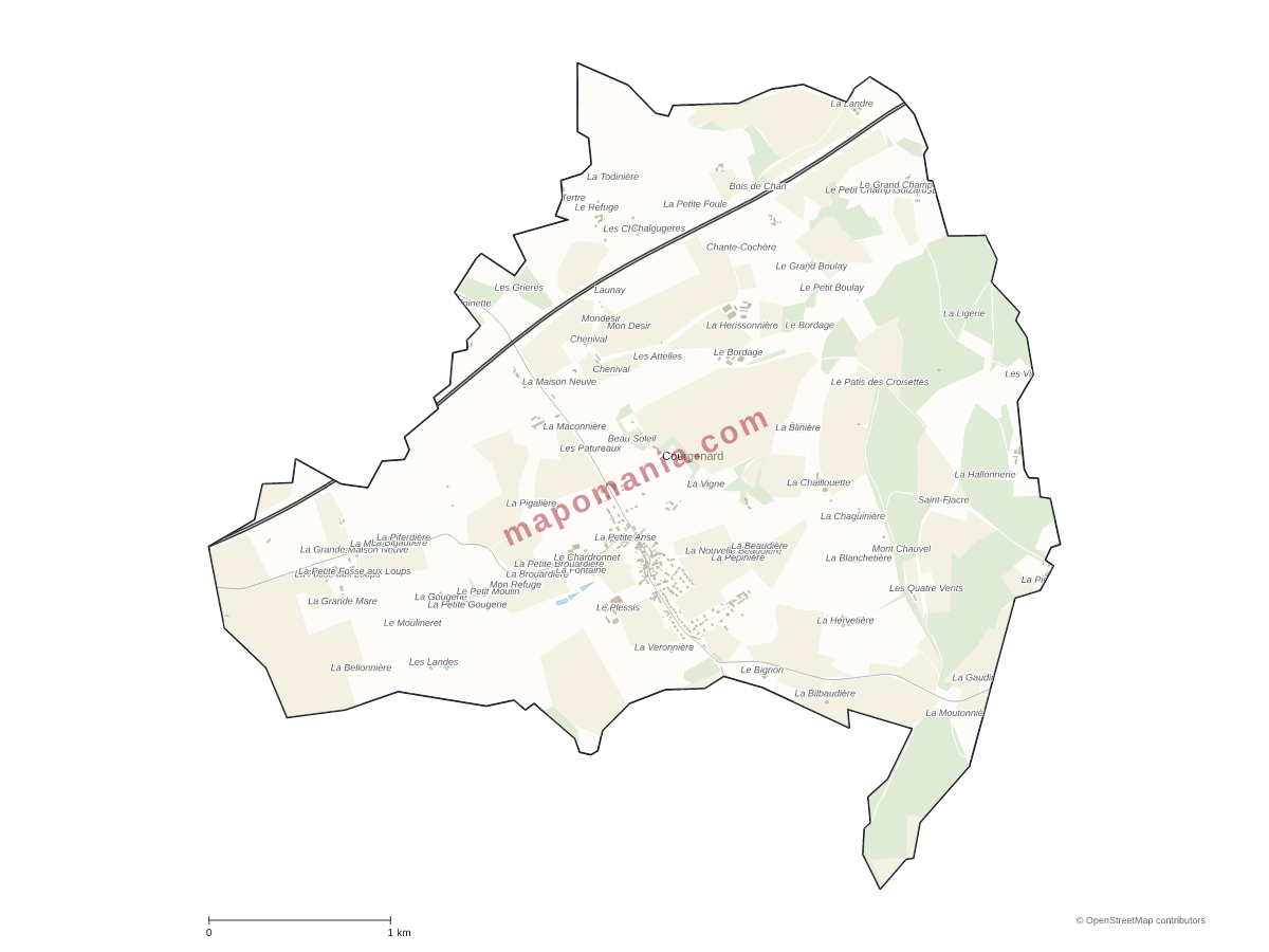 Carte de Courgenard à personnaliser