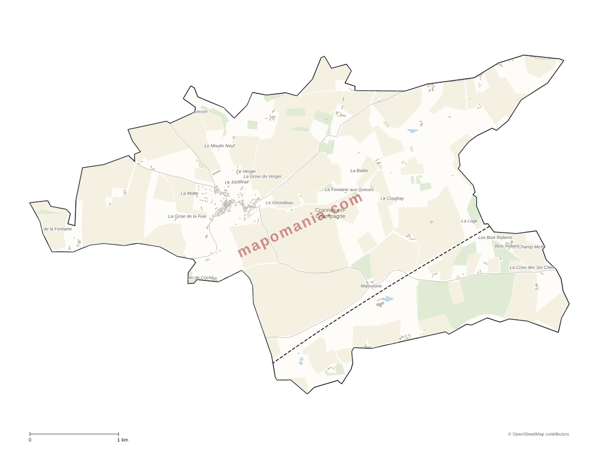 Carte de Crannes-en-Champagne à personnaliser