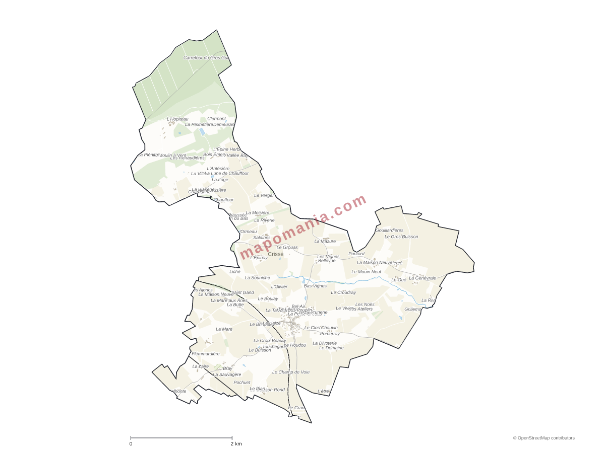 Carte de Crissé à personnaliser
