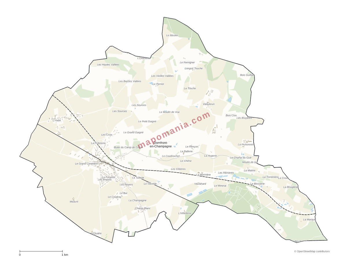 Carte de Domfront-en-Champagne à personnaliser