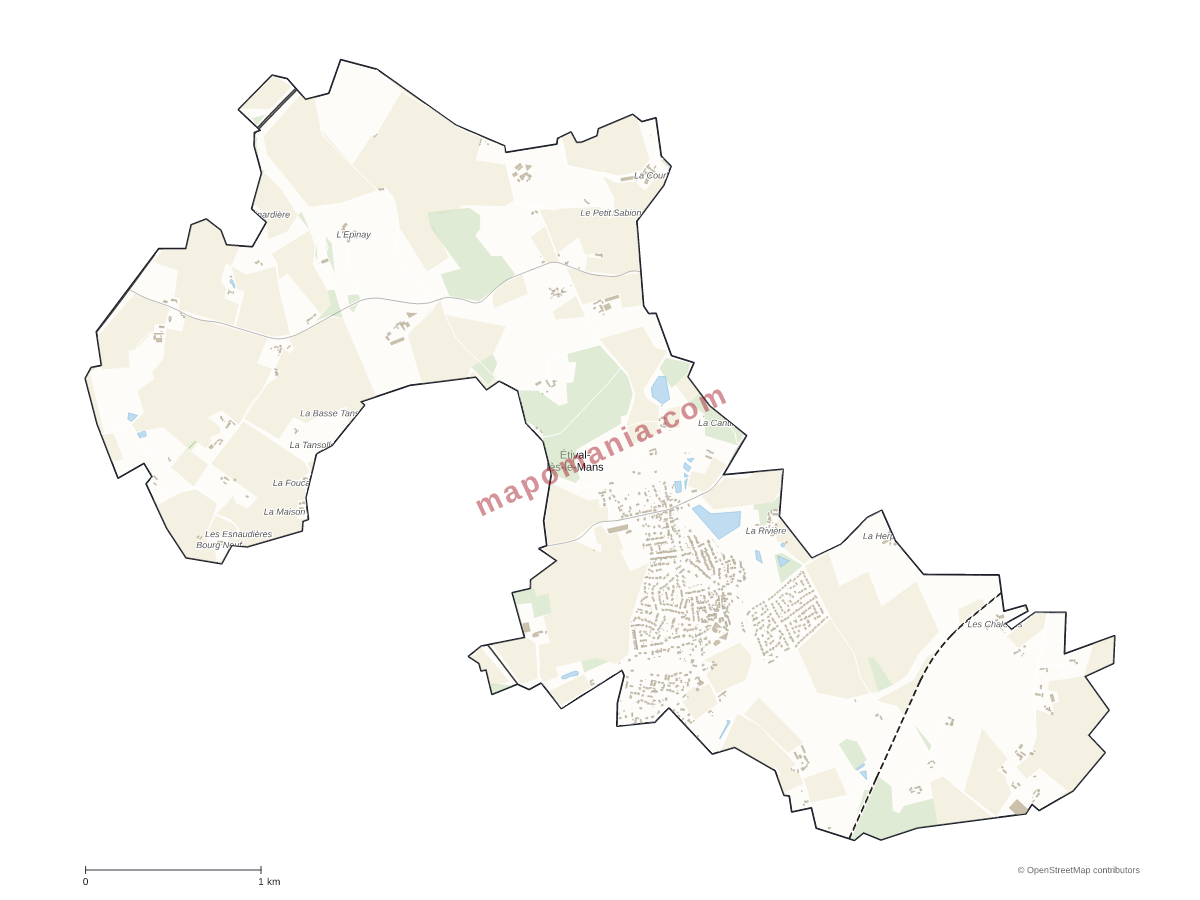 Carte de Étival-lès-le-Mans à personnaliser