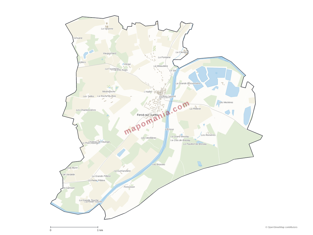 Carte de Fercé-sur-Sarthe à personnaliser