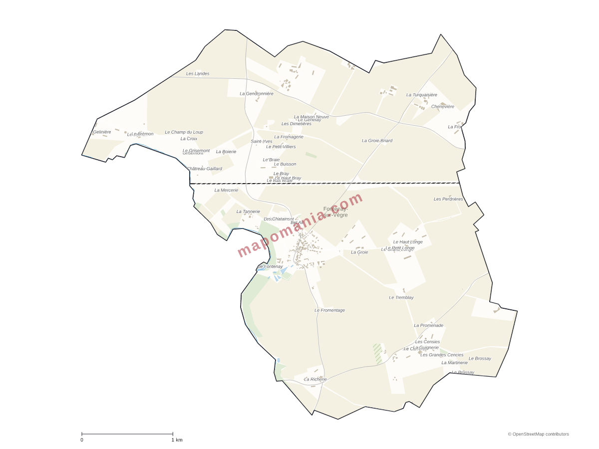 Carte de Fontenay-sur-Vègre à personnaliser