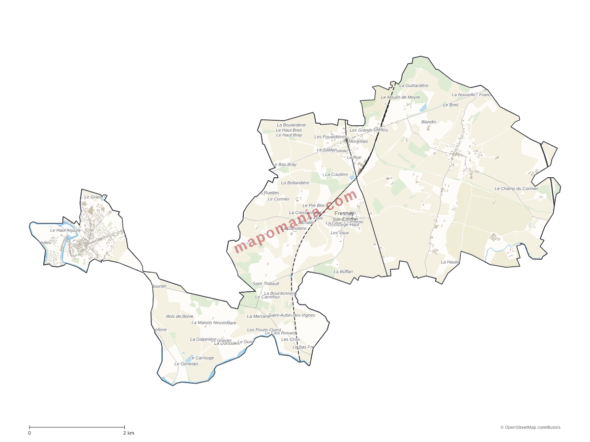 Carte de Fresnay-sur-Sarthe à personnaliser