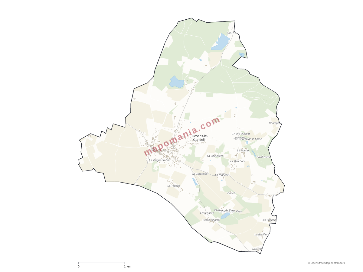Carte de Gesnes-le-Gandelin à personnaliser