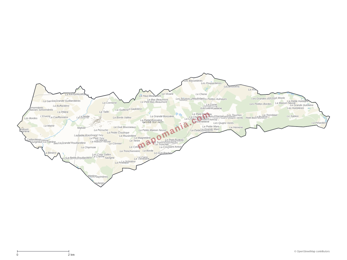 Carte de Gréez-sur-Roc à personnaliser