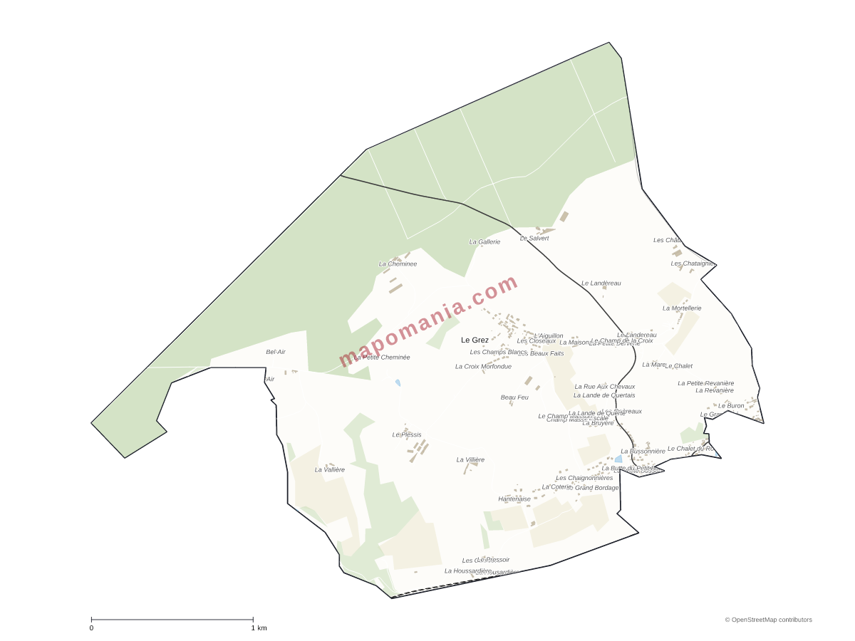 Carte de Le Grez à personnaliser