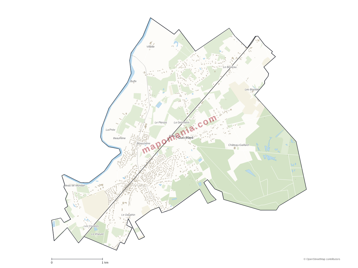 Carte de Guécélard à personnaliser