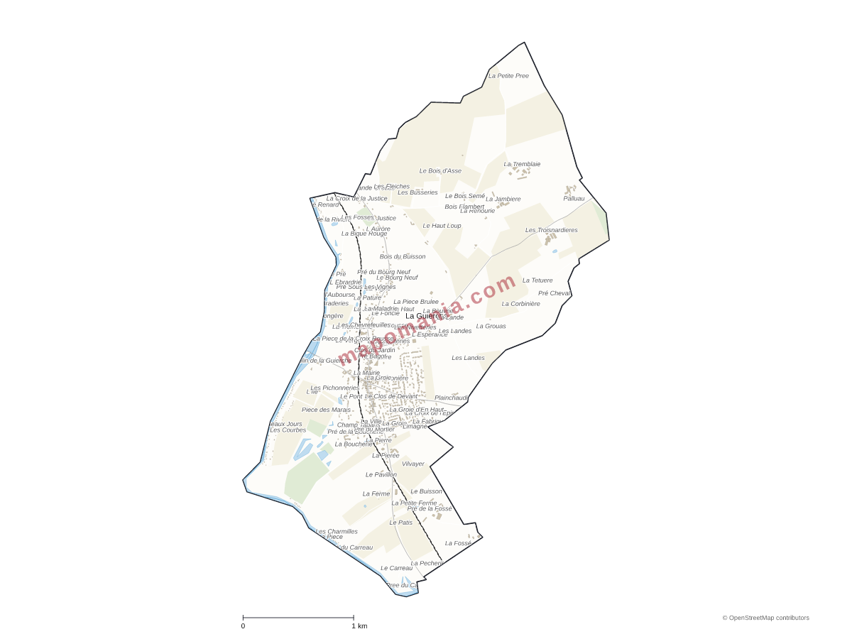 Carte de La Guierche à personnaliser