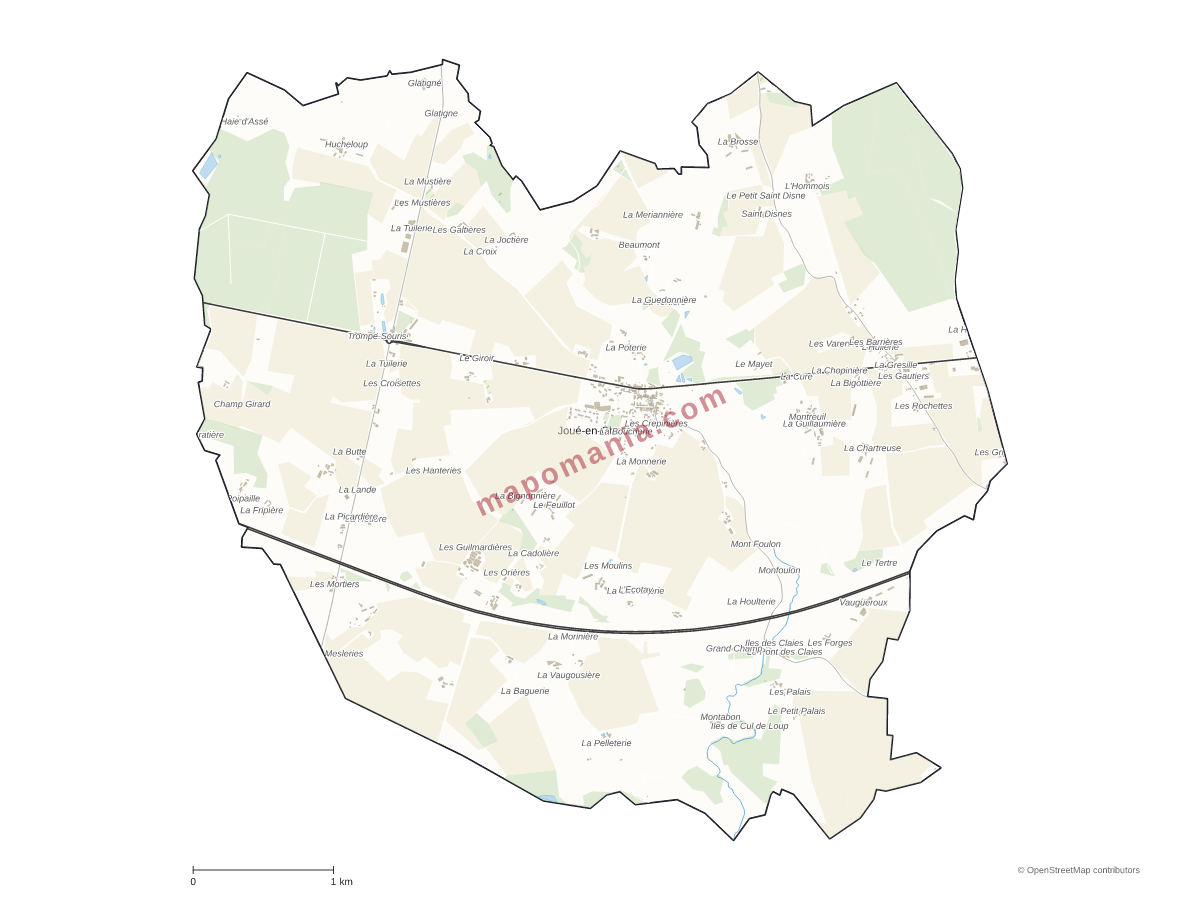 Carte de Joué-en-Charnie à personnaliser