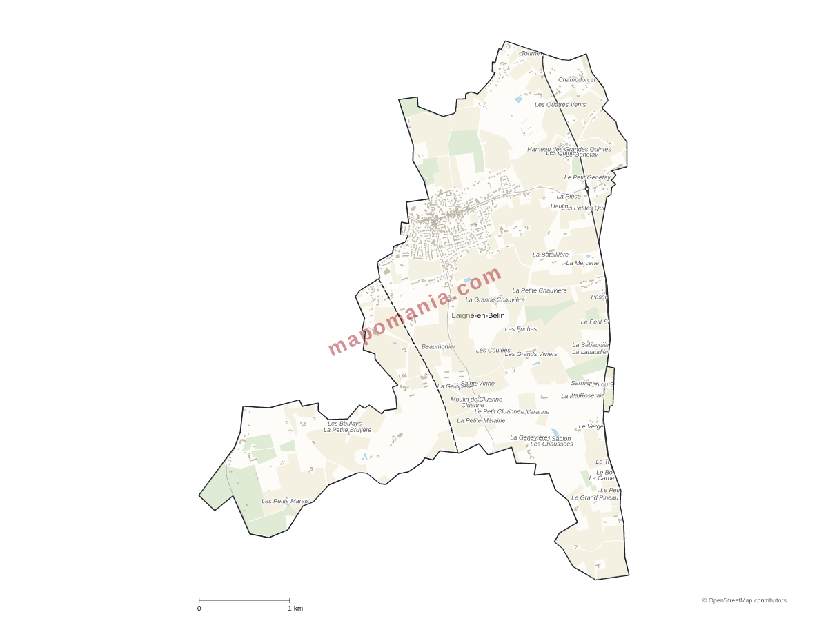 Carte de Laigné-Saint-Gervais à personnaliser