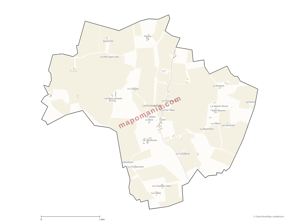 Carte de Lucé-sous-Ballon à personnaliser