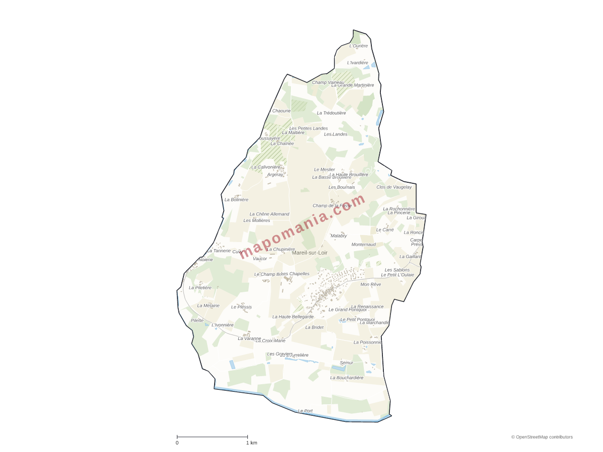 Carte de Mareil-sur-Loir à personnaliser