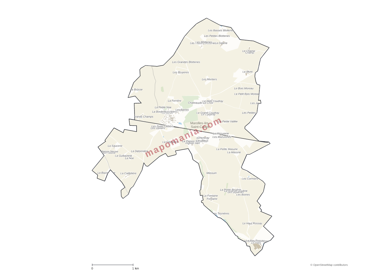 Carte de Marolles-lès-Saint-Calais à personnaliser