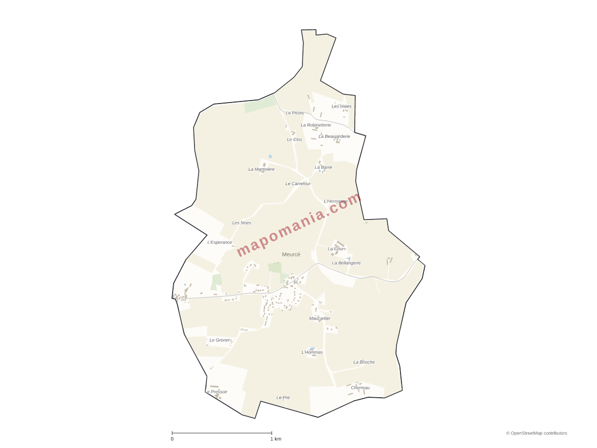 Carte de Meurcé à personnaliser