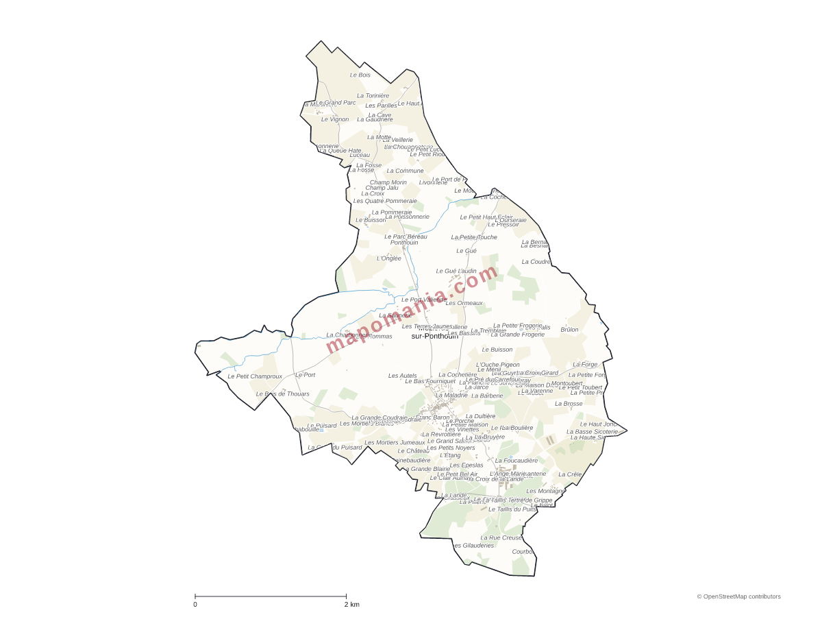 Carte de Mézières-sur-Ponthouin à personnaliser