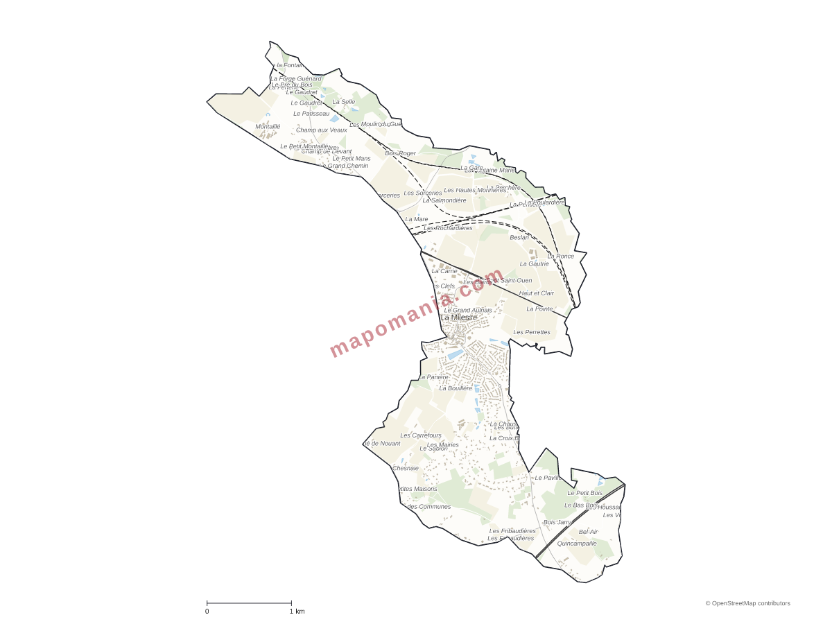 Carte de La Milesse à personnaliser